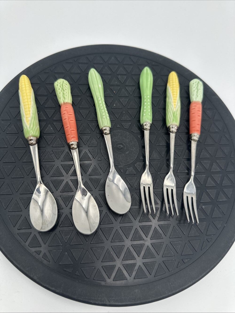 Stainless Steel Ceramic Appetizer Utensils Vegetable Theme Set Of 6